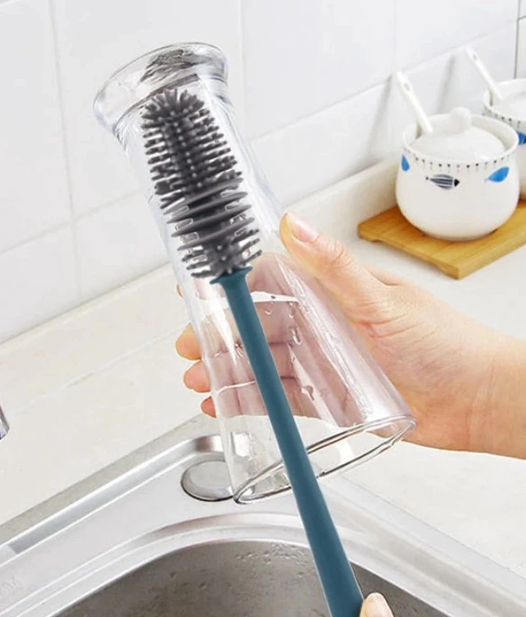 Afwasborstel Voor Lange Glazen Siliconen/ Flessenborstel / Siliconen Borstel Beker Glazen Vaas/ Baby Flessenborstel / Duurzame Afwasborstel / Afwasborstel Voor Lange Glazen / Reinigingsborstel / Siliconen Afwasborstel/ Fles Borstel - Afbeelding 2