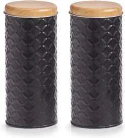 2x Bewaar/voorraad Blikken Koffiepads - Zwart - 18 X 7,5 Cm - 1 Liter