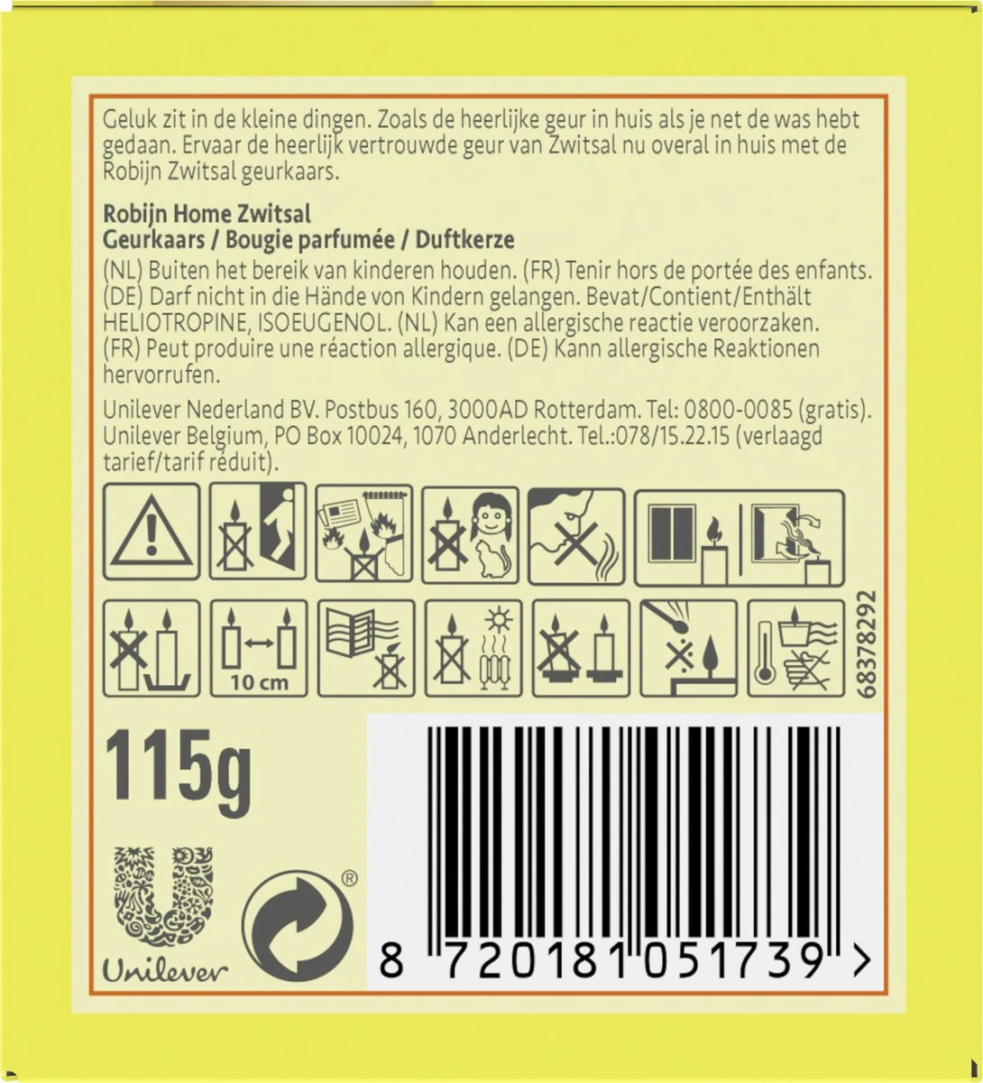 Robijn Zwitsal - Home Geurkaars - 115 Gram - Afbeelding 3