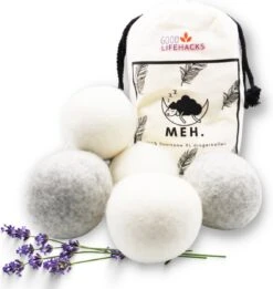 Goodlifehacks Originele XL 6 Stuks Drogerballen - Wasbollen - Wasverzachter - Zero Waste Dryerballs - Duurzaam - Herbruikbare Droogballen - Wit & Grijs - Energie Besparen