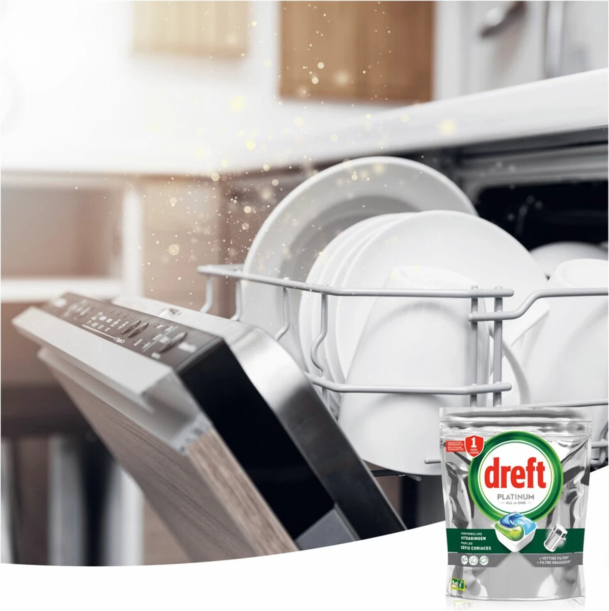 Dreft Platinum All In One Vaatwascapsules Citroen 155 Stuks - Afbeelding 2