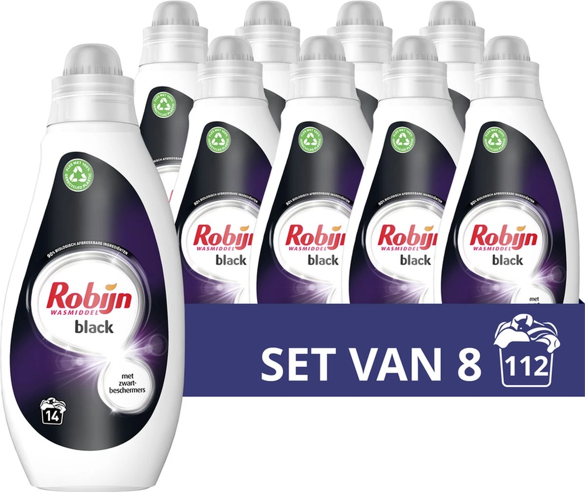 Robijn Vloeibaar Wasmiddel Black 8 X 700ml 112 Wasbeurten