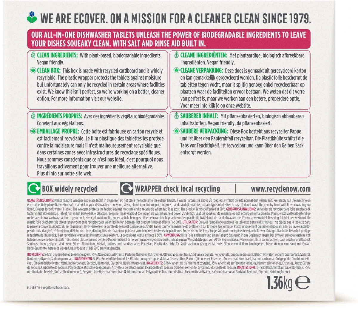 Ecover - Vaatwastabletten All In One - 68 Tabs - Afbeelding 3