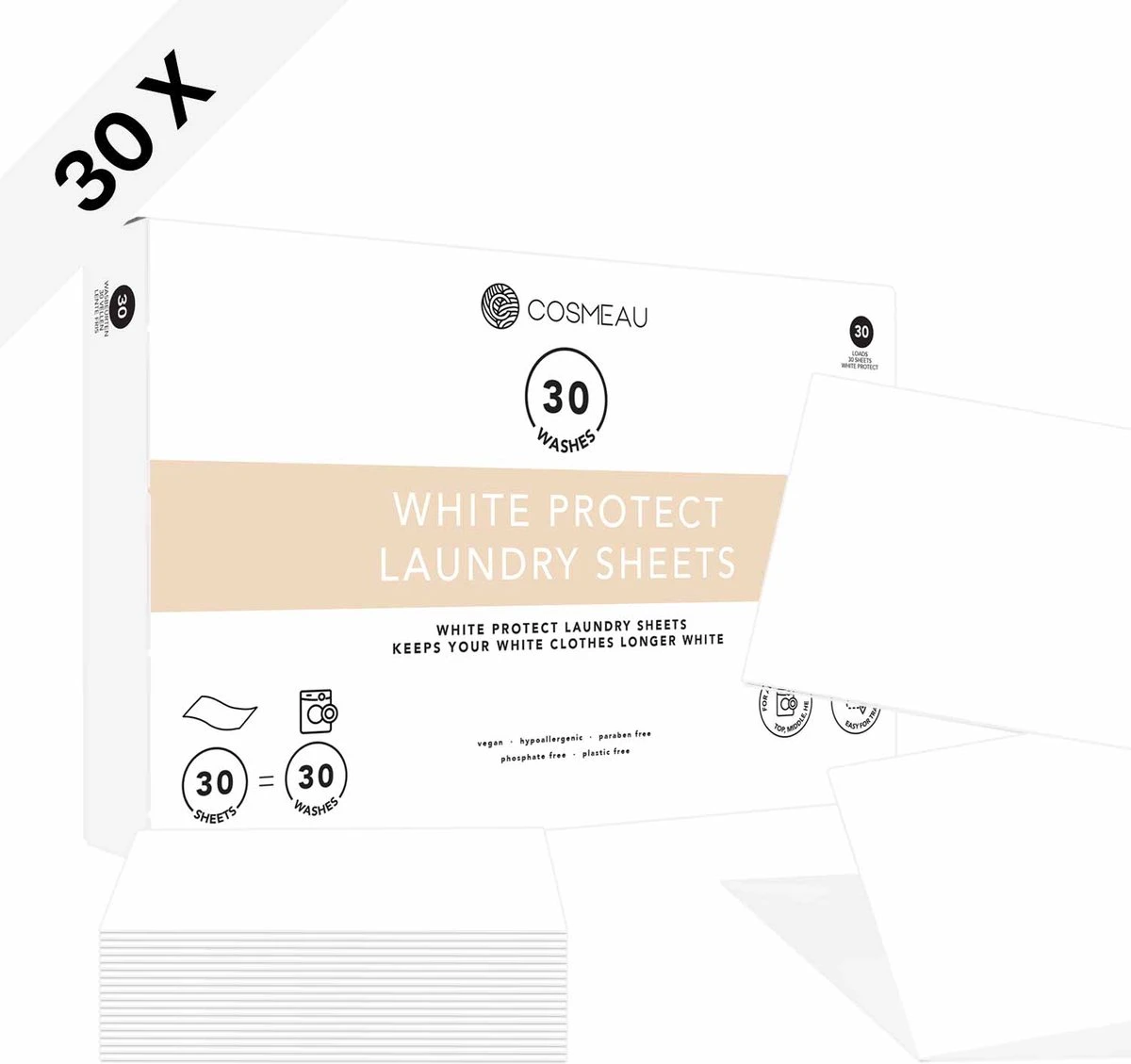 Cosmeau Witte Was White Protect Wasstrips 30 Wasbeurten Sheets Eco Laundry Strips