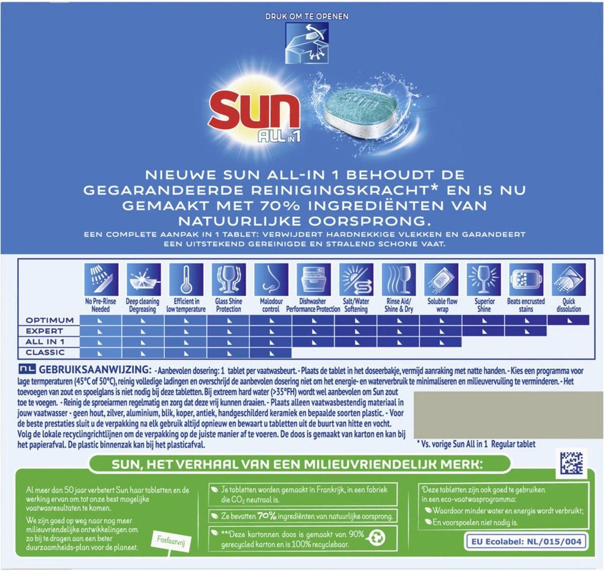 SUN® Sun All-in 1 Normaal Vaatwastabletten - 276 Tabletten - Voordeelverpakking - Afbeelding 2