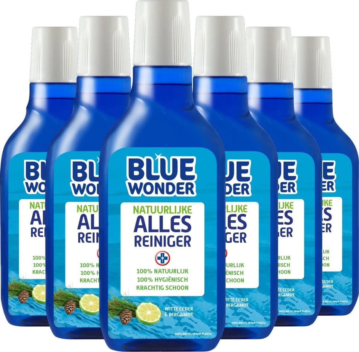 Blue Wonder 100% Natuurlijke Allesreiniger Witte Ceder Grootverpakking - 6x 750 Ml Fles Met Dop (4,5 Liter)