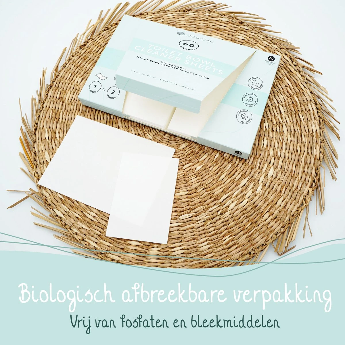 Cosmeau Toiletreiniger Sheets 60 Beurten Wasvellen Detergent Sheets Eco Toilet Strips - Cosmo Cosmea Kosmo - Afbeelding 11