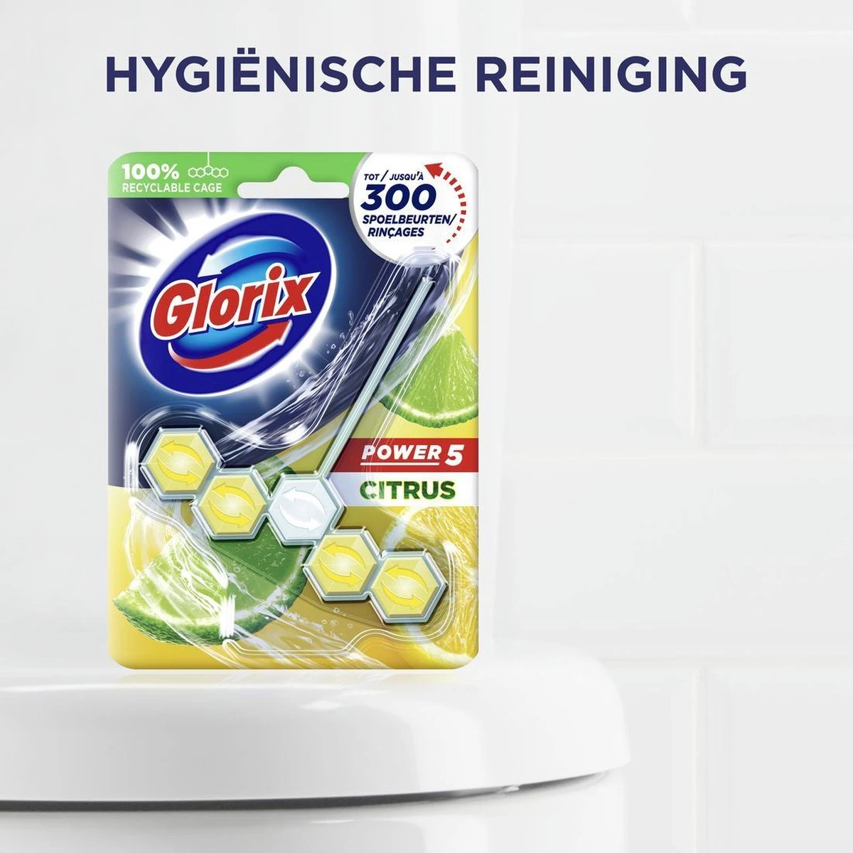 Glorix Power 5 Toiletblokken - Citroen - 9 Stuks - Voordeelverpakking - Afbeelding 4