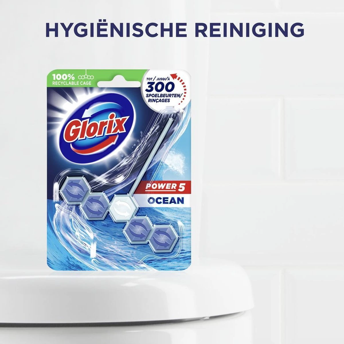 Glorix Power 5 Toiletblokken - Ocean - 9 Stuks - Halfjaarbox - Voordeelverpakking - Afbeelding 6