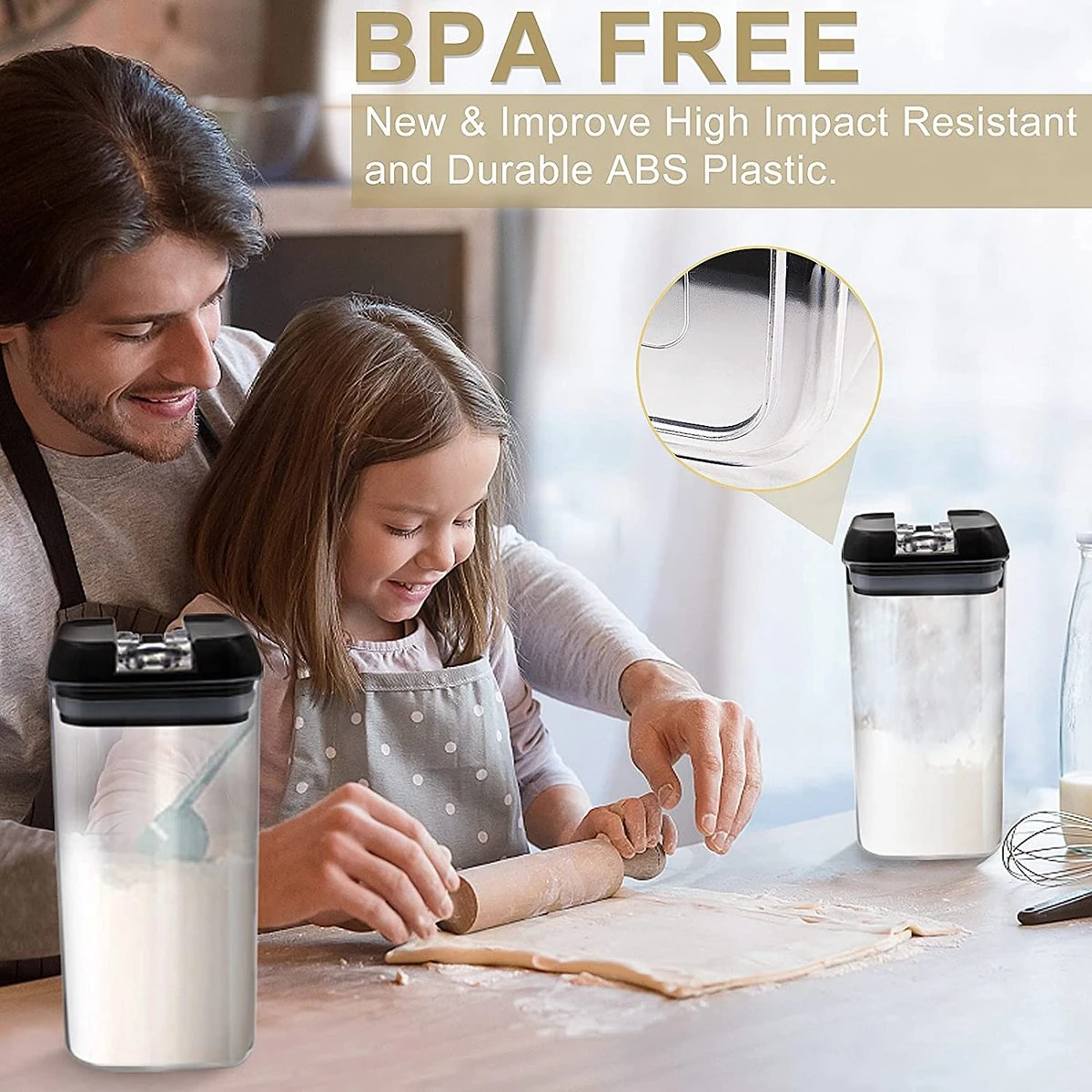 IGOODS - Voorraadpotten - Voorraaddozen- Voorraadboxen 7 Stuks - Met Zwarte Deksel - Afbeelding 4