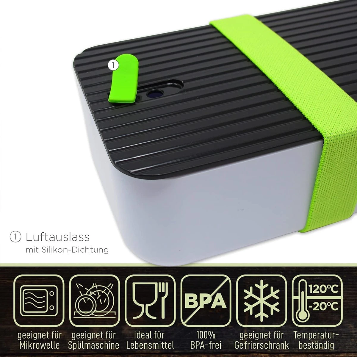 IFancy Lunchbox Tasty - Bento Lunch Box 1000ml - Dicht & Lekvrij Voor Kinderen & Volwassenen - Kantoor & School - BPA Vrij - Vaatwasser Magnetron & Vriezer Lunch Box (Groen) - Afbeelding 3