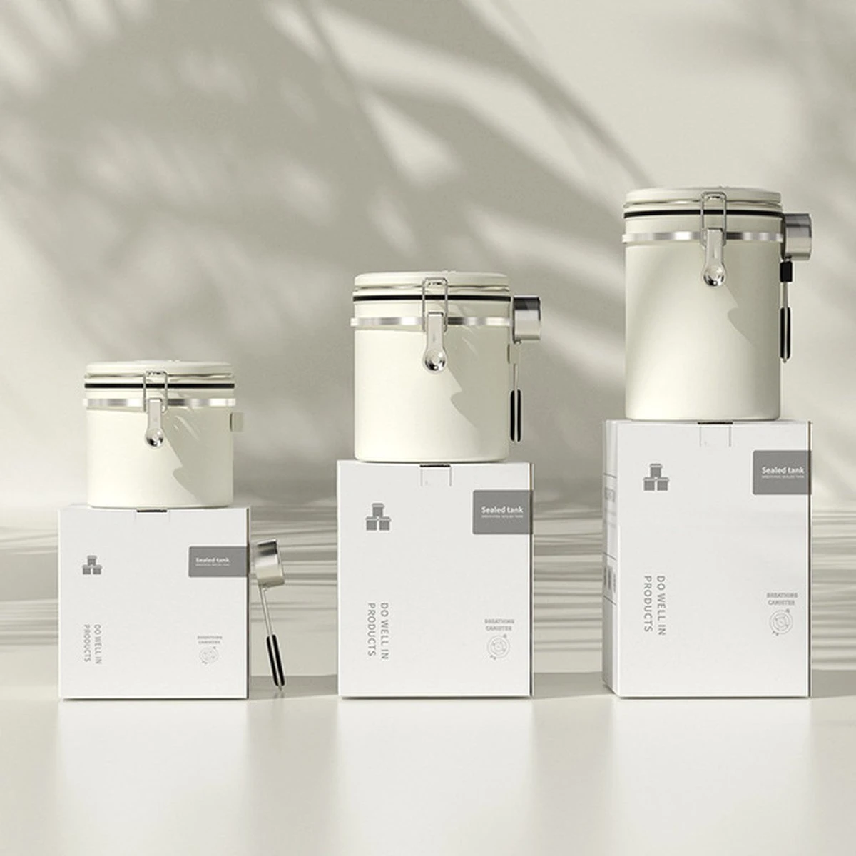 Koffiebonen Opbergbus- Koffiebonen Bewaren - Nieuw Voedsel Bewaren - Kitchen Merchandise - Vooraadbus - Bewaardozen - Kitchen Merchandise - 1.8L Vooraadpot - Voorraadpotten - Gebroken Wit Kleur - Opslagtank Voor Gedroogd Fruit- Opslag Van Koffiebonen