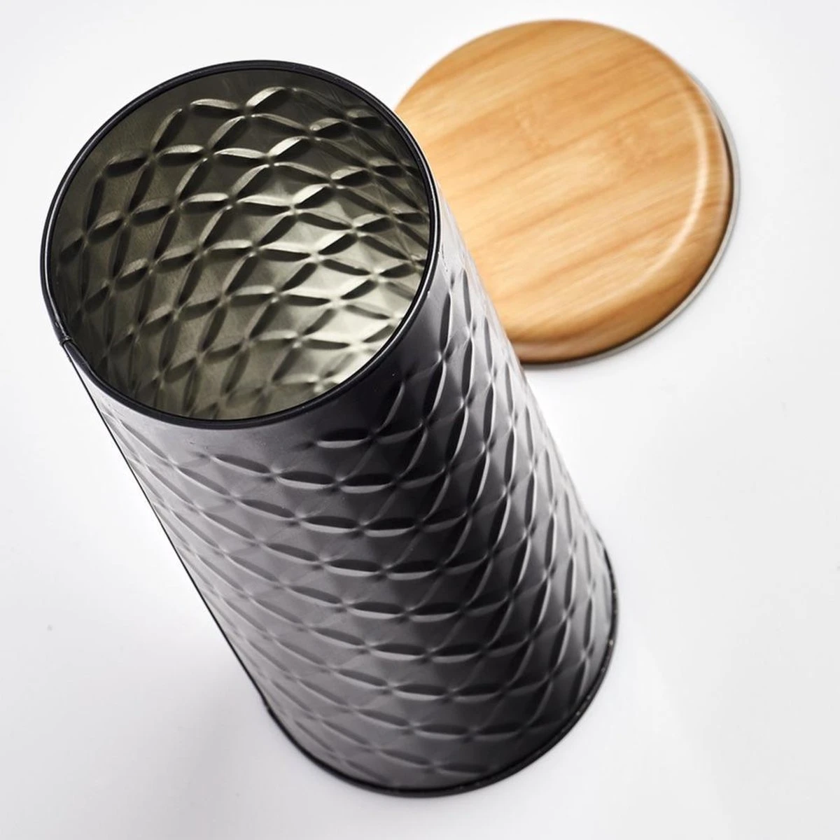 2x Bewaar/voorraad Blikken Koffiepads - Zwart - 18 X 7,5 Cm - 1 Liter - Afbeelding 3