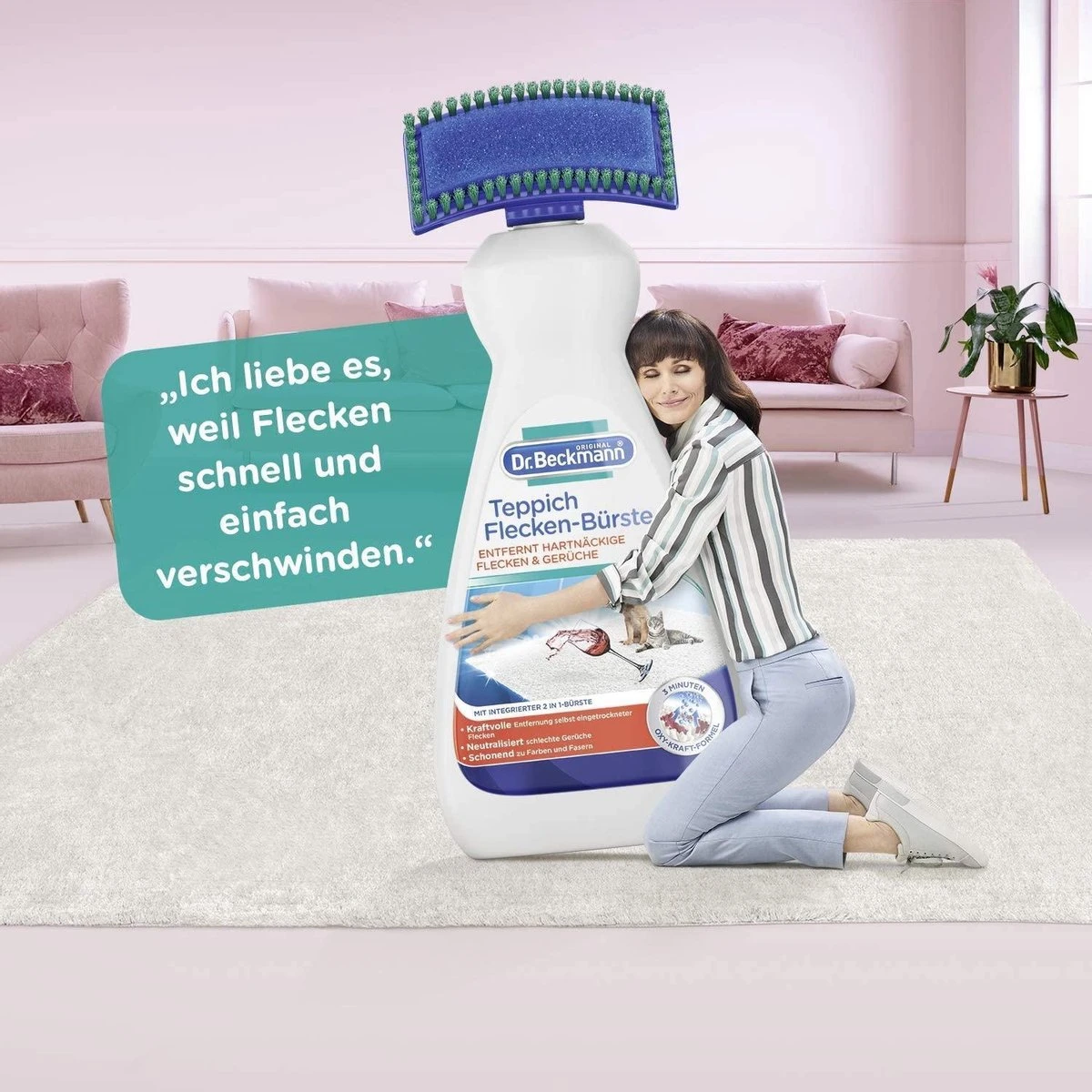 Dr. Beckmann Tapijtvlekkenborstel - Tapijtreiniging - Tapijt Vlekverwijderaar Met Borstel - Schoon Tapijt - Dierenvlekkenverwijderaar - Afbeelding 3