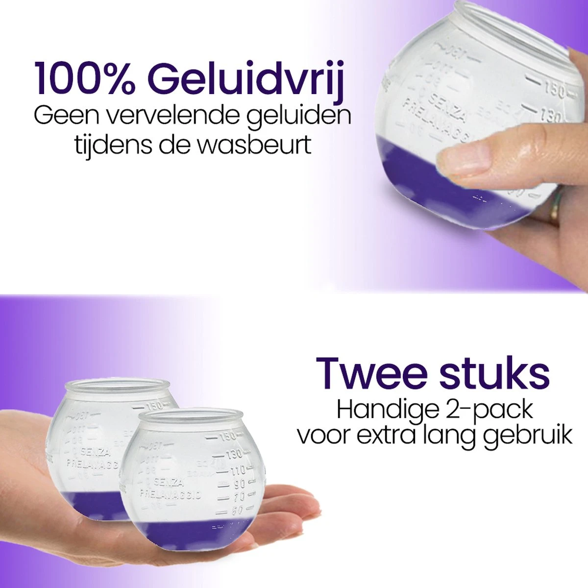BluGo Doseerbol 2 Stuks - Wasbollen - Doseerdop - Drogerballen - Wasballen - Wasmiddel - Herbruikbaar - Maataanduiding - 150ml - Afbeelding 6
