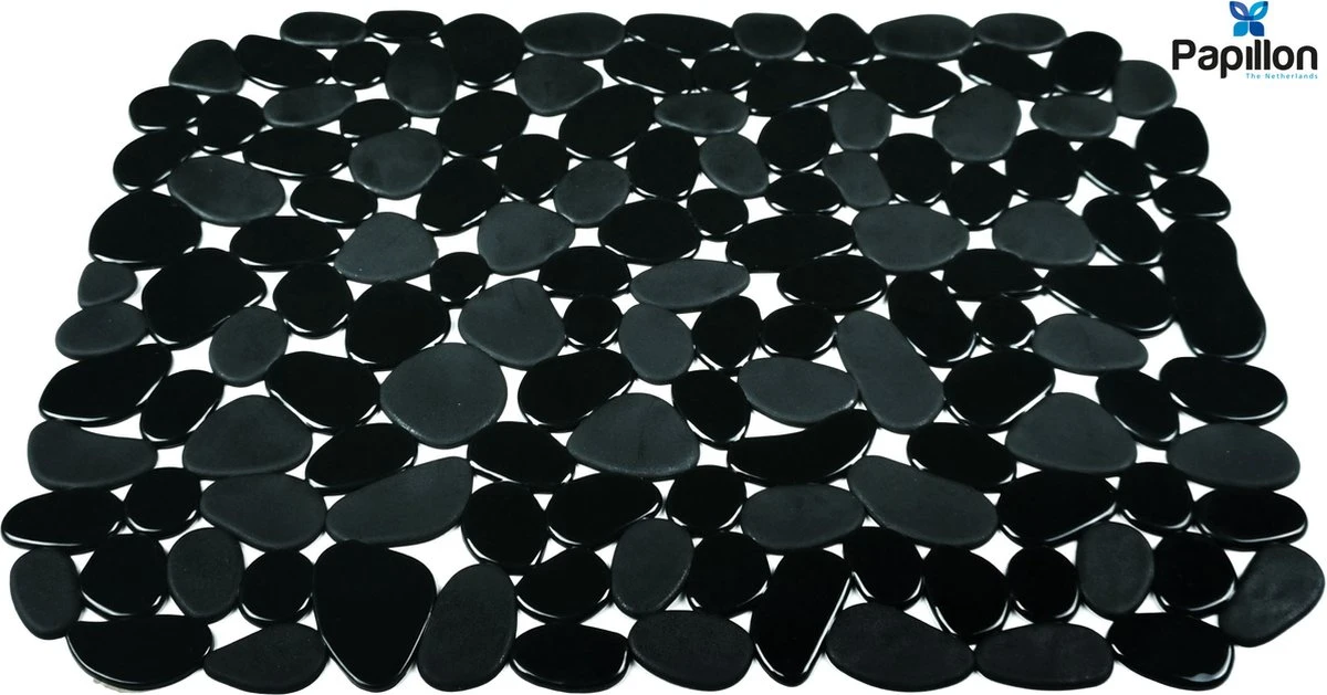 Merkloos Papillon - Gootsteenmat - 40x30 Cm - Kiezels Zwart