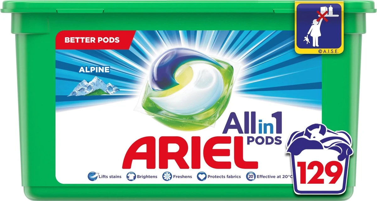 Ariel All In 1 Wasmiddel Pods Alpine - 3x43 Wasbeurten - Voordeelverpakking - Afbeelding 13