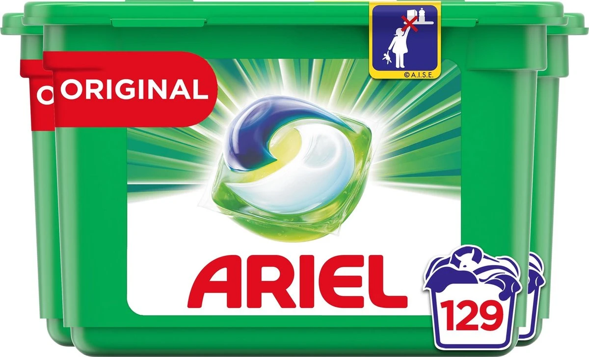Ariel All In 1 Wasmiddel Pods - Original Wit - 3x43 Wasbeurten - Voordeelverpakking - Afbeelding 2