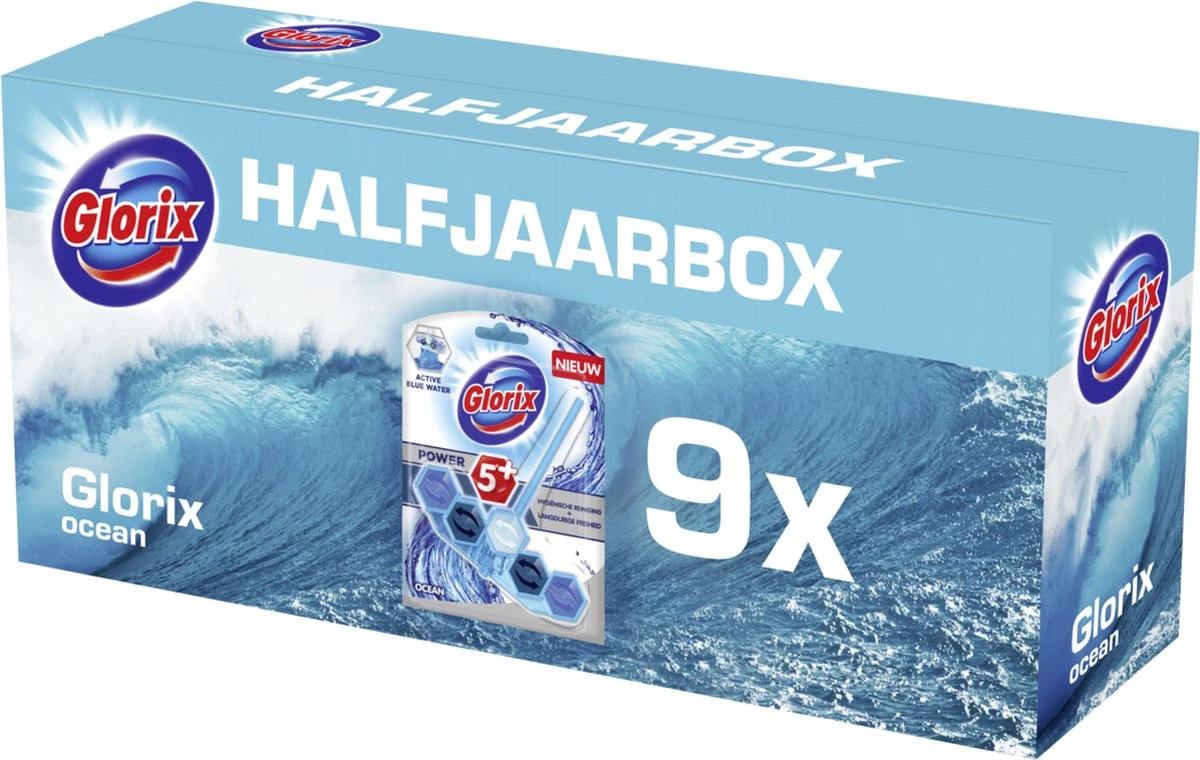 Glorix Power 5 Toiletblokken - Ocean - 9 Stuks - Halfjaarbox - Voordeelverpakking - Afbeelding 7