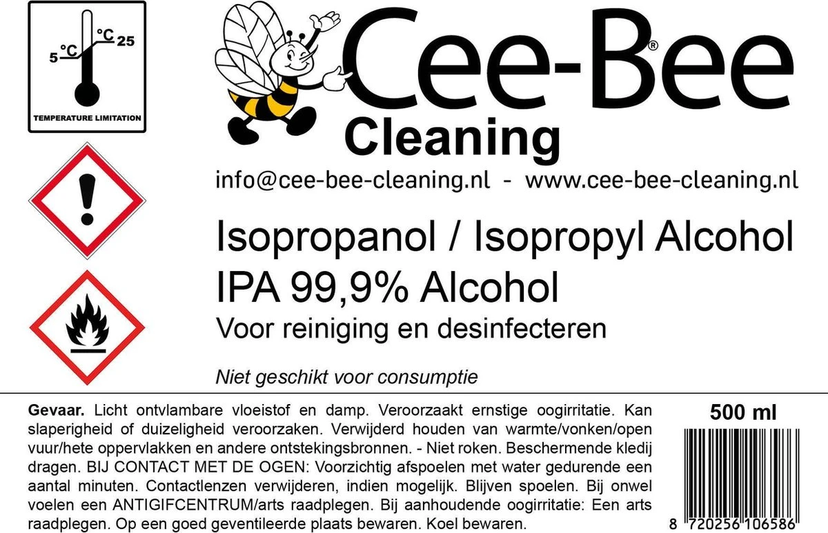 Cee-Bee Isopropanol | Isopropyl | IPA 99.9% Alcohol | 500 Ml - Afbeelding 2