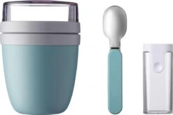 Mepal - Lunchpot + Vouwlepel Ellipse - Nordic Green - Yoghurtbeker Met Lepel - Muesli Beker To Go - Geschikt Voor Vriezer, Magnetron En Vaatwasser.