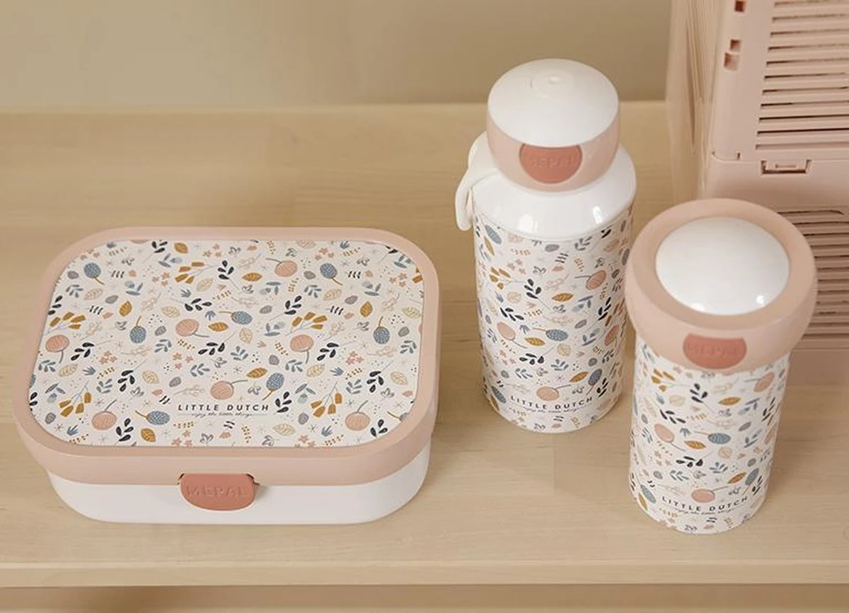 Mepal – Lunchset Campus (pu + Lb) – Pop-up Drinkfles En Broodtrommel Voor Kinderen – Spring Flowers – Little Dutch - Afbeelding 3
