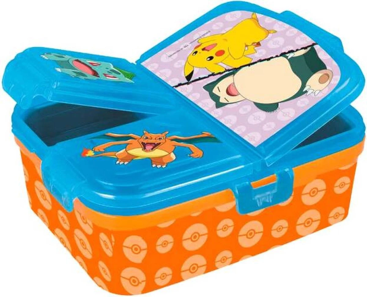 Mickey Mouse Pokemon Multi Broodtrommel 3 Vakjes - 18x13 Cm - Lunchbox - Brooddoos