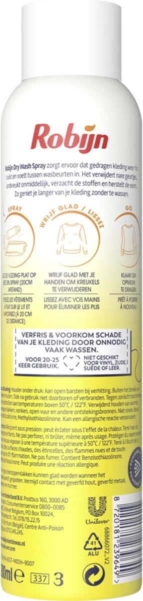 Robijn Zwitsal Dry Wash Spray - 6 X 200 Ml - Voordeelverpakking - Afbeelding 2
