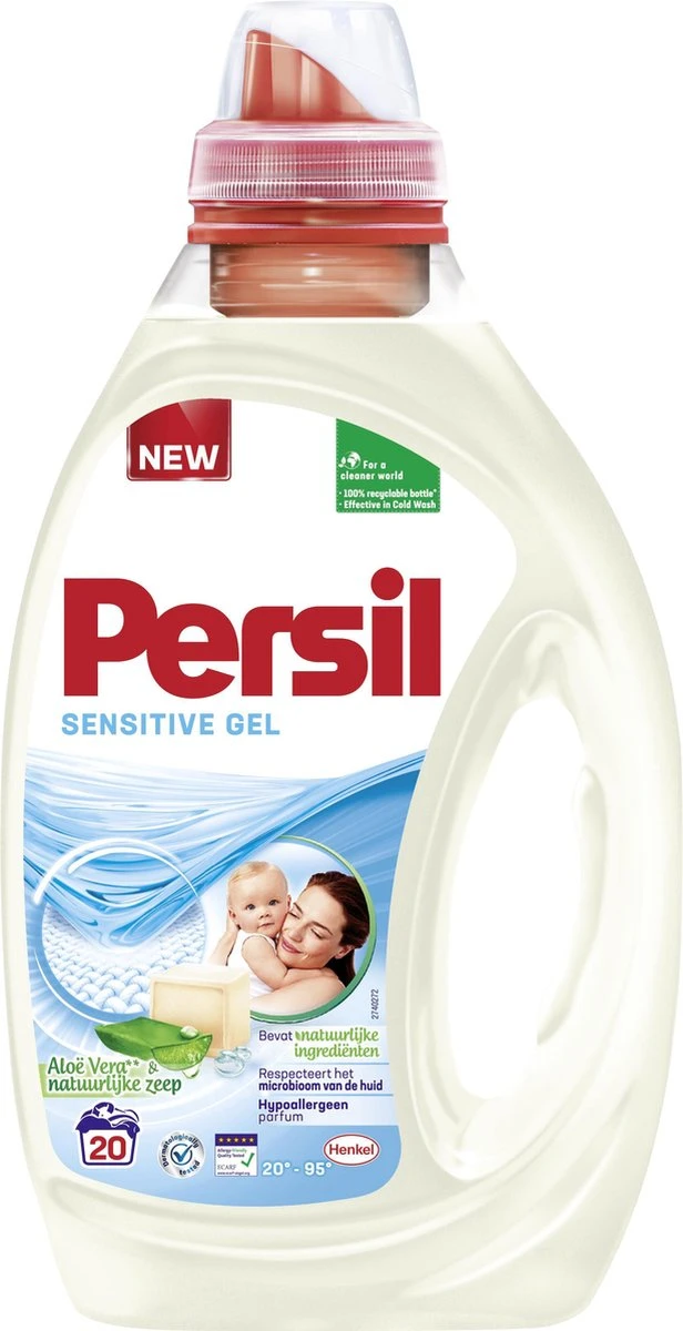Persil® Persil Gel Sensitive - Vloeibaar Wasmiddel - Gevoelige Huid En Baby - Voordeelverpakking - 3 X 20 Wasbeurten - Afbeelding 2