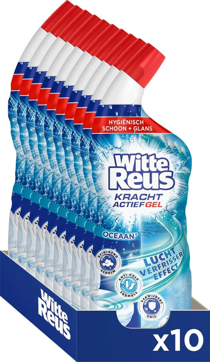 Witte Reus Toiletreiniger - Kracht Actief Gel Oceaan - Voordeelverpakking 10 X 700ml