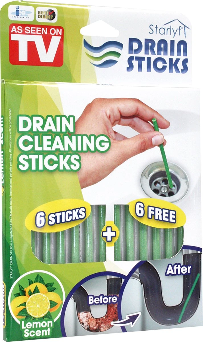 Starlyf Drain Sticks 12 Pack - Afvoer - Ontstopper Sticks - Gootsteenontstopper Sticks - Gootsteen Ontstopper