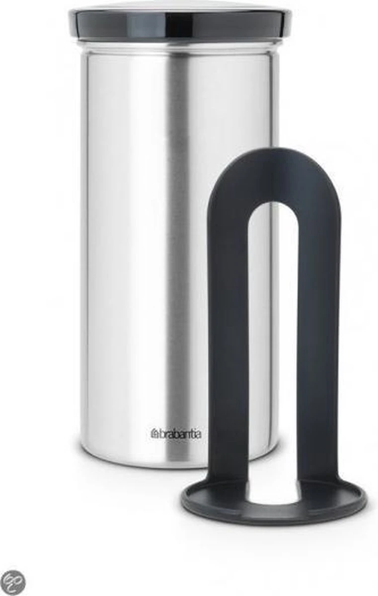 Brabantia Voorraadbus Voor 18 Koffie- En Theepads - Matt Steel Fingerprint Proof / Grijze Deksel - Afbeelding 3