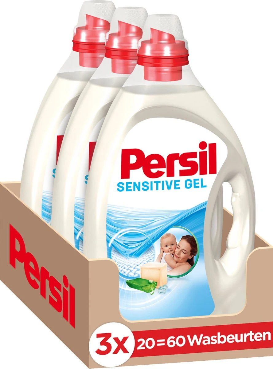 Persil® Persil Gel Sensitive - Vloeibaar Wasmiddel - Gevoelige Huid En Baby - Voordeelverpakking - 3 X 20 Wasbeurten