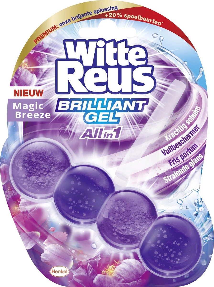 Witte Reus Brilliant Gel Allin1 Toiletblok - Magic Breeze - WC Blokjes Voordeelverpakking - 11 Stuks - Afbeelding 2
