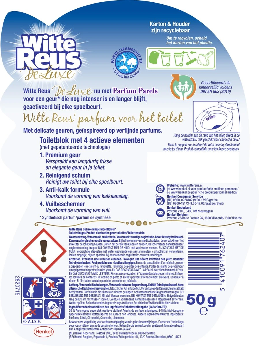 Witte Reus DeLuxe Toiletblok - Magic Moonflower - WC Blokjes Voordeelverpakking - 10 Stuks - Afbeelding 6