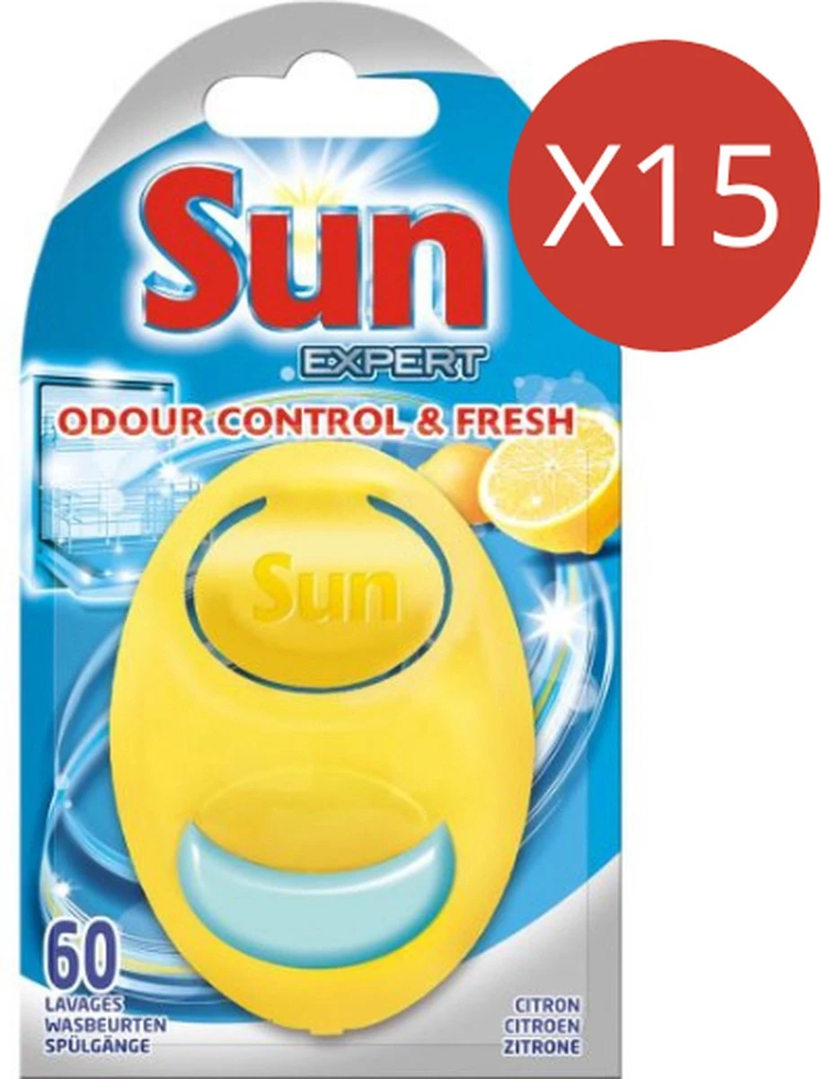 SUN® Sun Optimum Citroen Vaatwasmachine Verfrisser - 15 X 1 Stuk - Voordeelverpakking